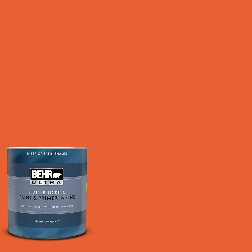 BEHR ULTRA 1 qt. 210B7 Flame Satin Enamel Interior Paint and Primer
