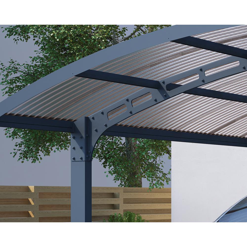 Palram Arizona Double Carport Wave Arch 19 Ft X 16 Ft 3 In X 9 Ft H With Corrugated Solar Gray Polycarbonate Roof Panels 704988 The Home Depot