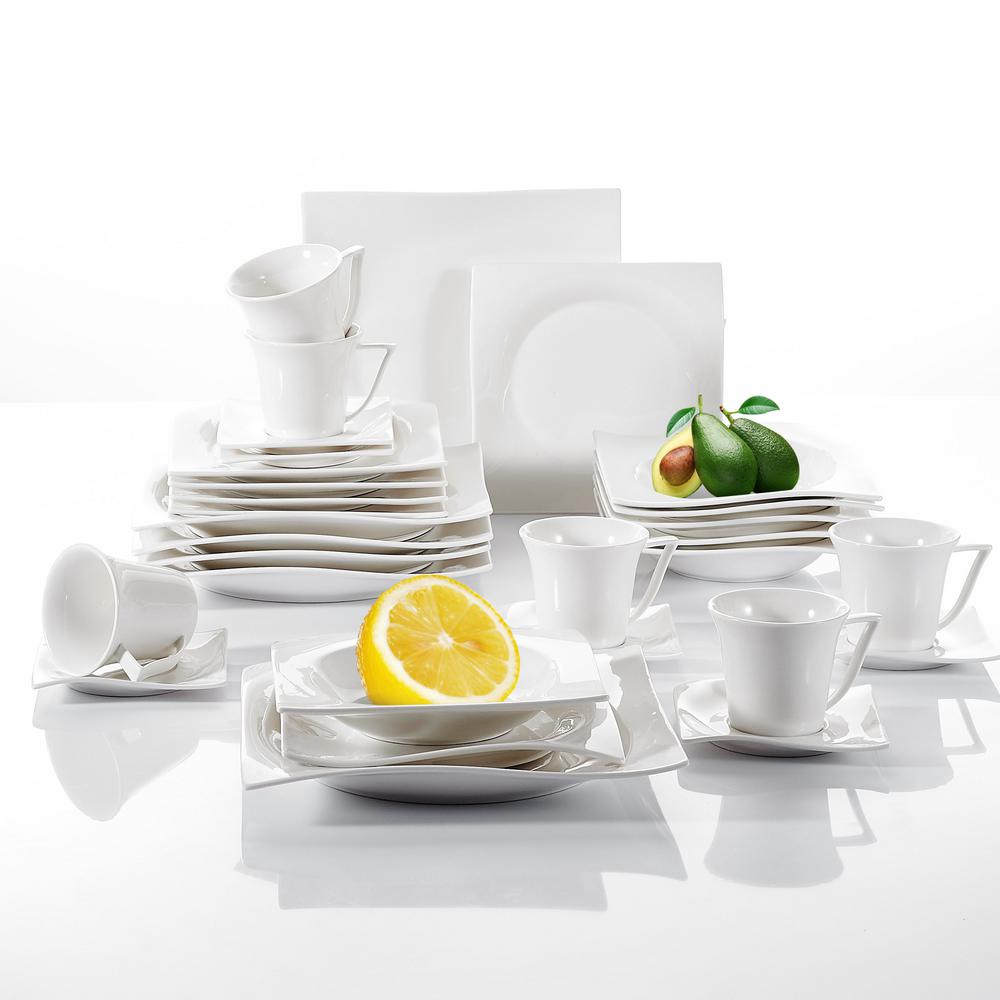 Vanco 30 Piece Clic White Porcelain Dinnerware Set Vanco 30 Piece Clic White Porcelain Dinnerware Set