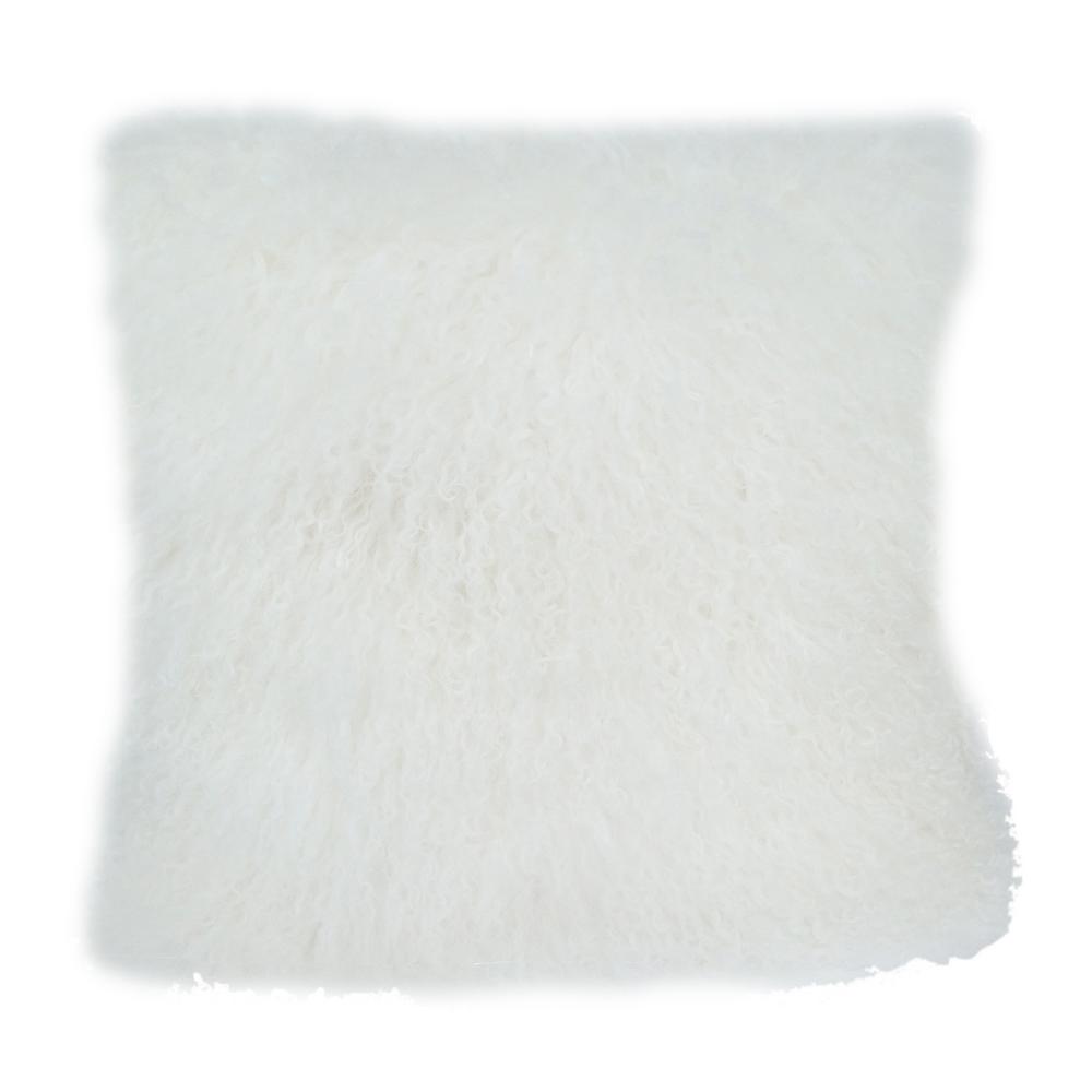 A&B Home Mongolian Lamb Fur Pillow  Natural