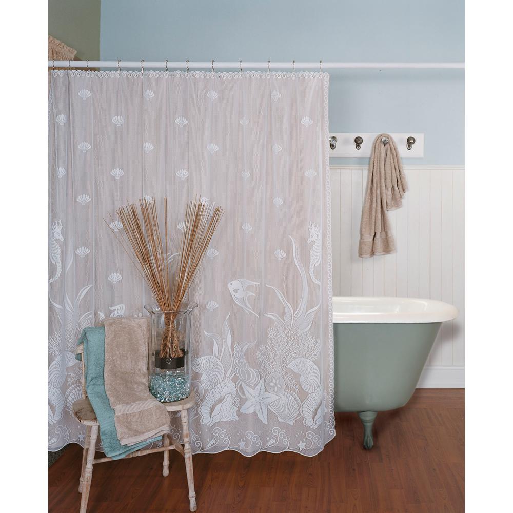 2 Colors Select Ecru or White Heritage Lace PINECONE Shower Curtain 