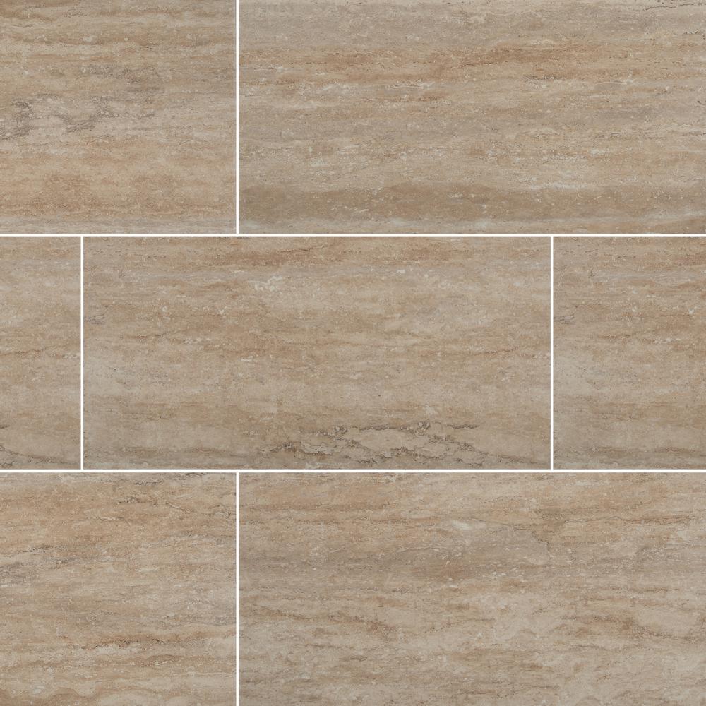 MSI Trevi Beige 12 in. x 24 in. Glazed Porcelain Floor and Wall Tile ...