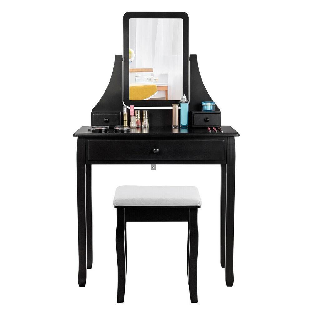 black vanity set with lights