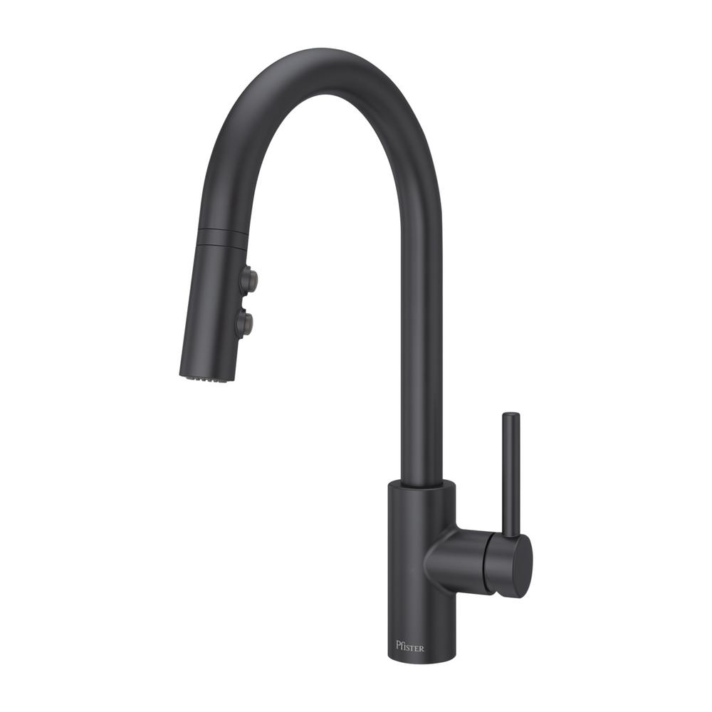 Pfister Stellen Single Handle Pull Down Sprayer Kitchen Faucet In Matte Black