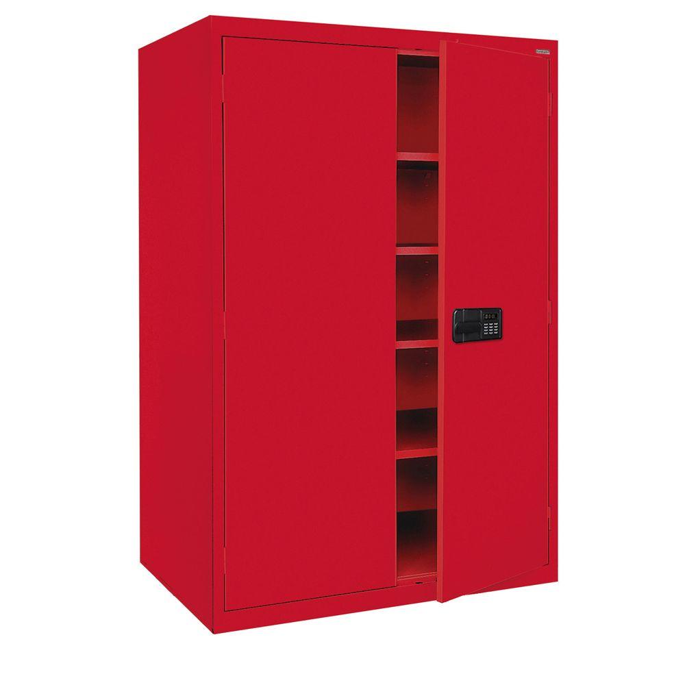 Sandusky Elite Series 78 In H X 46 In W X 24 In D 5 Shelf Steel Keyless Electronic Handle Storage Cabinet In Red Ea4e462478 01 The Home Depot