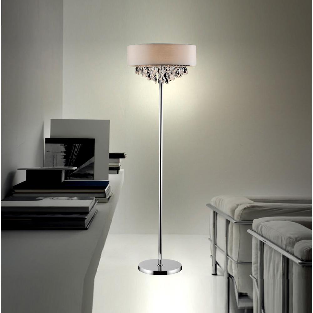 Cwi Lighting Dash 65 In Chrome Floor Lamp With Off White Shade