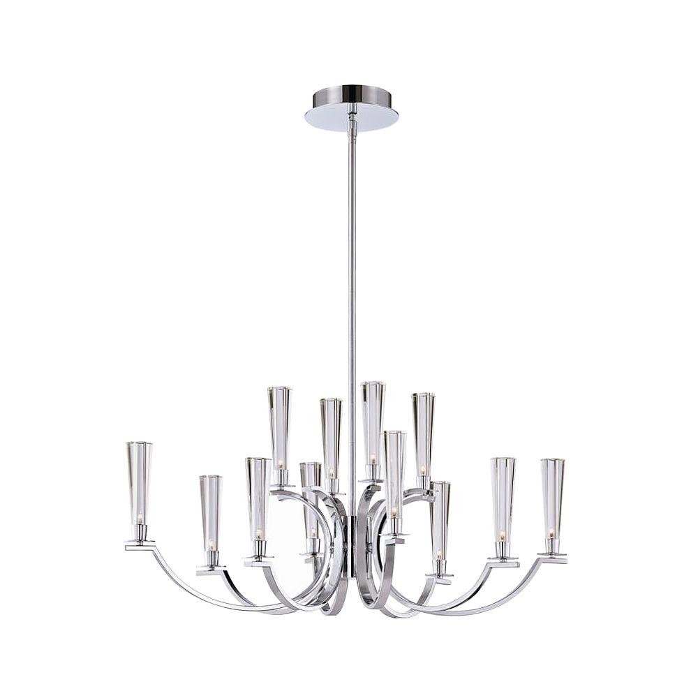 Cromo Collection 12Light Polished Chrome Oval Chandelier with Clear Glass Shade25636017 The