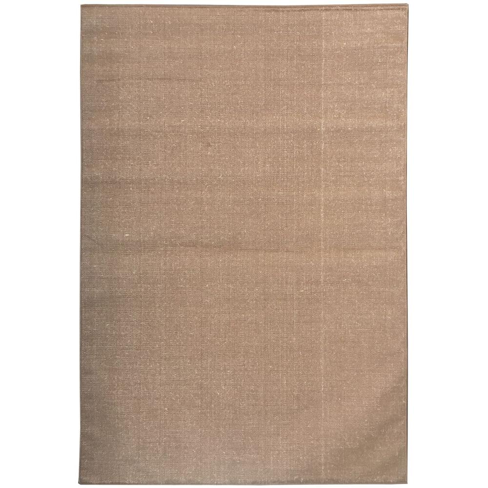 Berrnour Home Summer Collection Solid Design Natural Brown 5 ft. x 7 ft