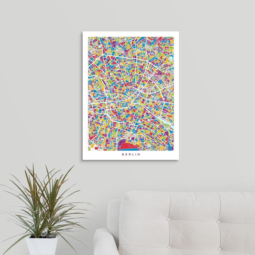 Greatbigcanvas 18 In X 24 In Berlin Germany City Map By Michael Tompsett Canvas Wall Art 2538348 24 18x24 The Home Depot