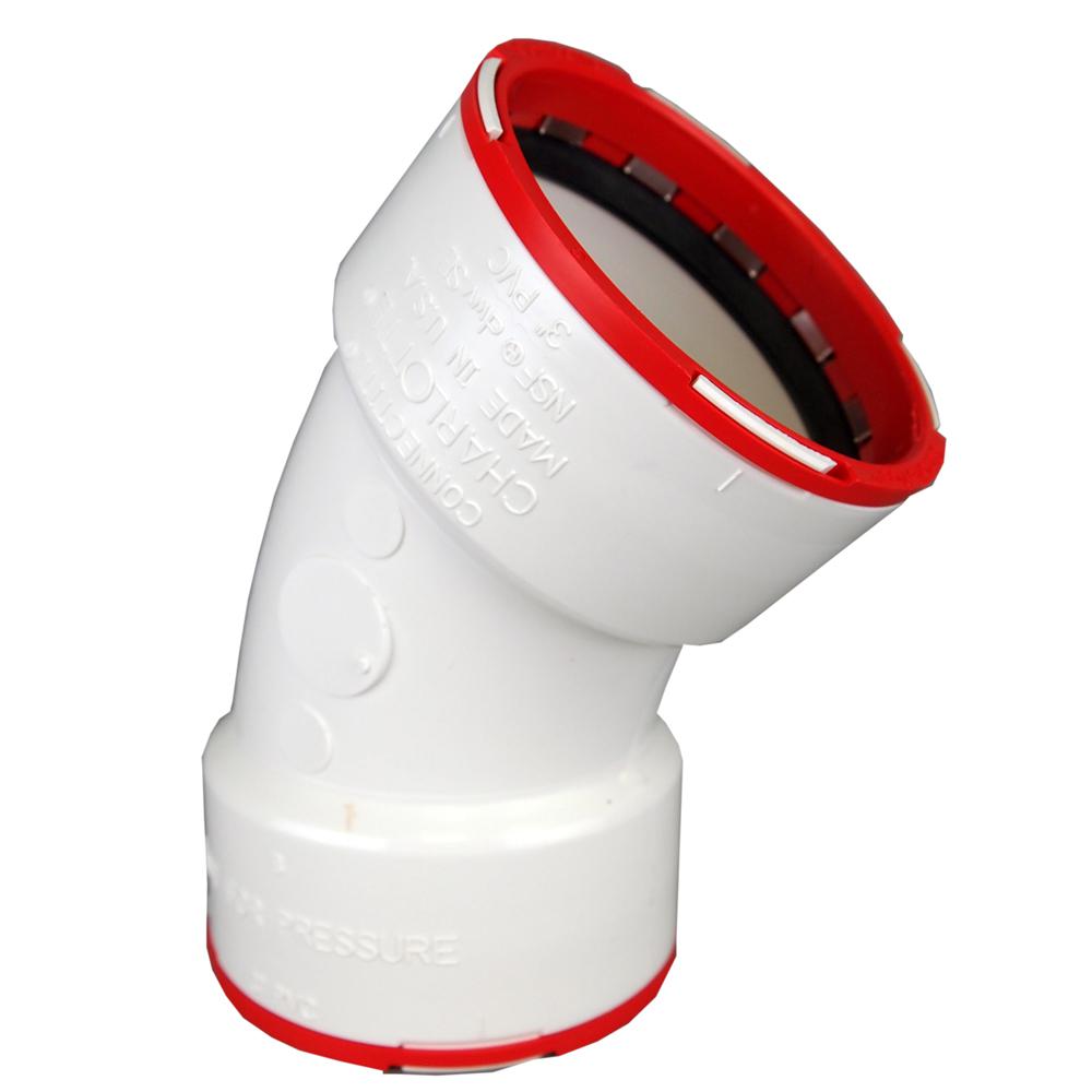 Drain, Waste and Vent Charlotte Pipe 3 Connectite 1//4 Bend Hub X Hub PVC DWV Schedule 40 Single Unit