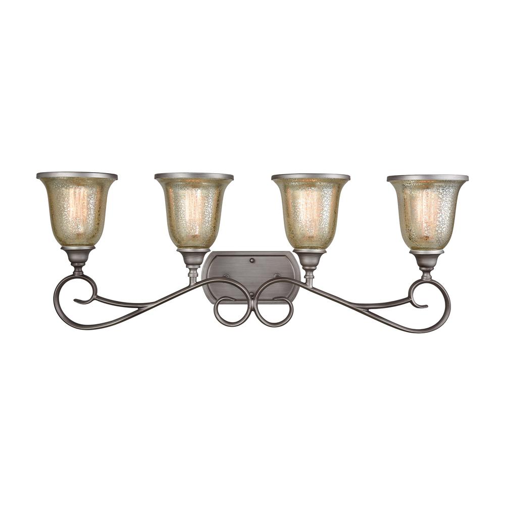 Thomas Lighting 4Light Weathered Zinc with Mercury Glass