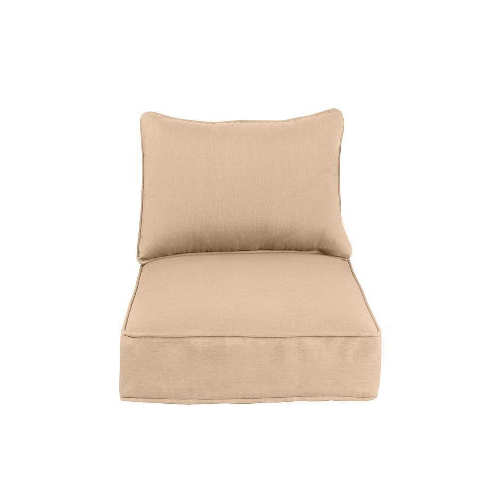Beige Tan Brown Jordan Outdoor Chair Cushions Greystone Replacement Outdoor Dining Chair Cushion In Harvest