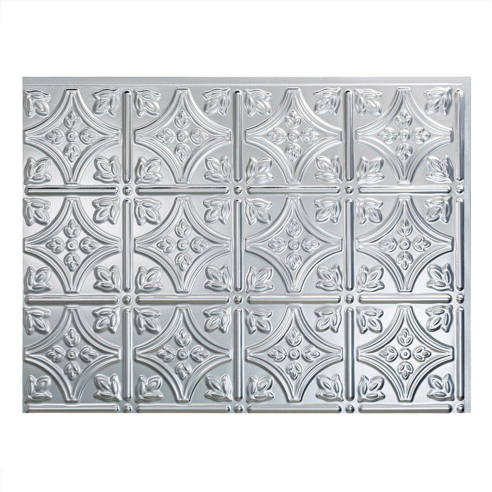 Fasade Traditional 1 18 In X 24 In Brushed Aluminum Vinyl