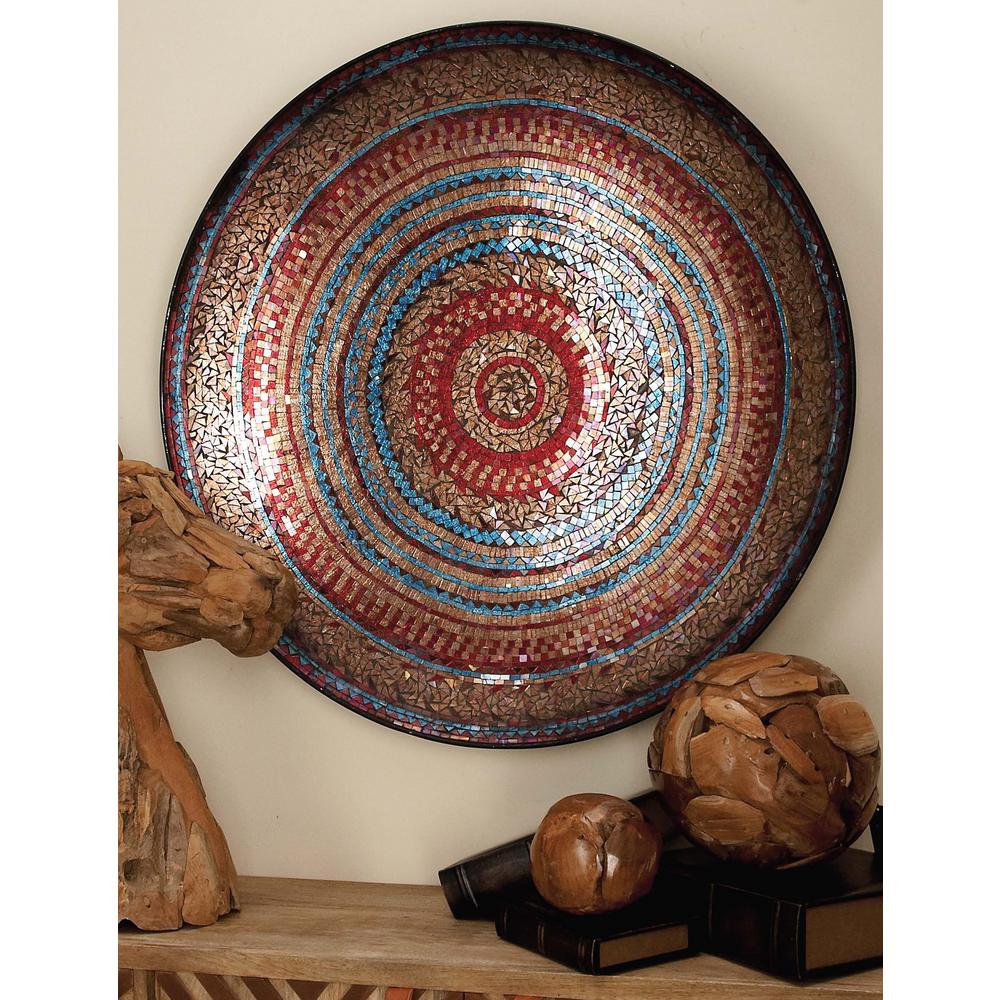 36 in. x 36 in. Traditonal Iron and Glass Decorative Red Mosaic Wall