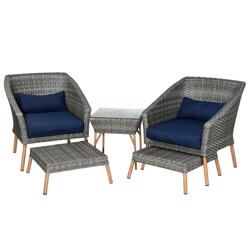 National Outdoor Living Gray Powder Coated Aluminum Frames 5 Piece Wicker Furniture Patio Conversation Set With Blue Cushions Lm50 Ltw01g 5p The Home Depot - Powder Coated Outdoor Patio Furniture National Outdoor Living Gray Powder Coated Aluminum Frames 5 Piece Wicker Furniture Patio Conversation Set With Blue Cushions Lm50 Ltw01g 5p The Home Depot - Powder Coated Outdoor Patio Furniture