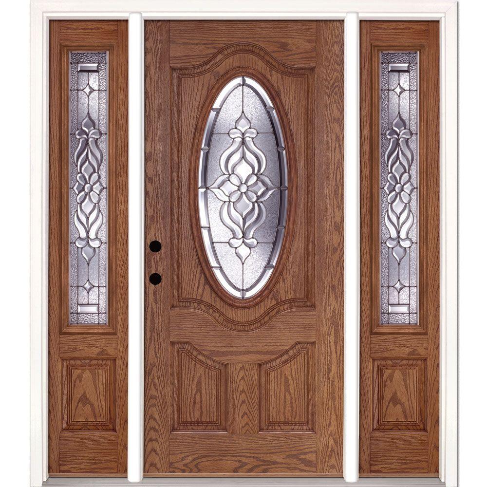 2 Panel Oak Fiberglass Doors Front Doors The Home Depot