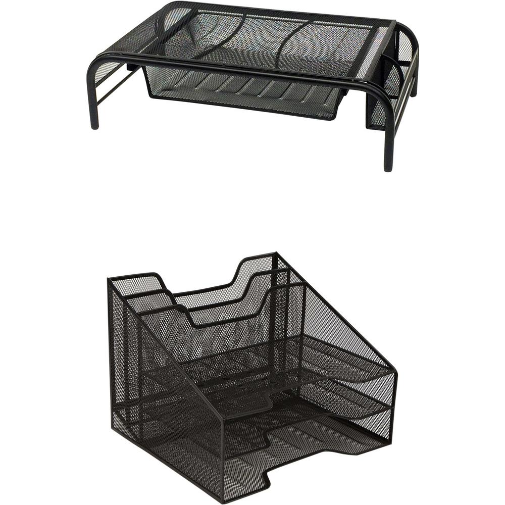 Mind Reader Metal Mesh Monitor Stand with Drawers and 5Tier Desk Paper
