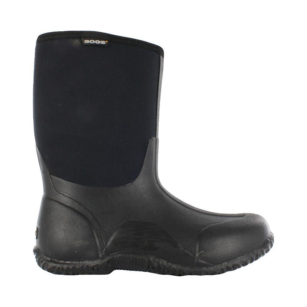 black rubber work boots