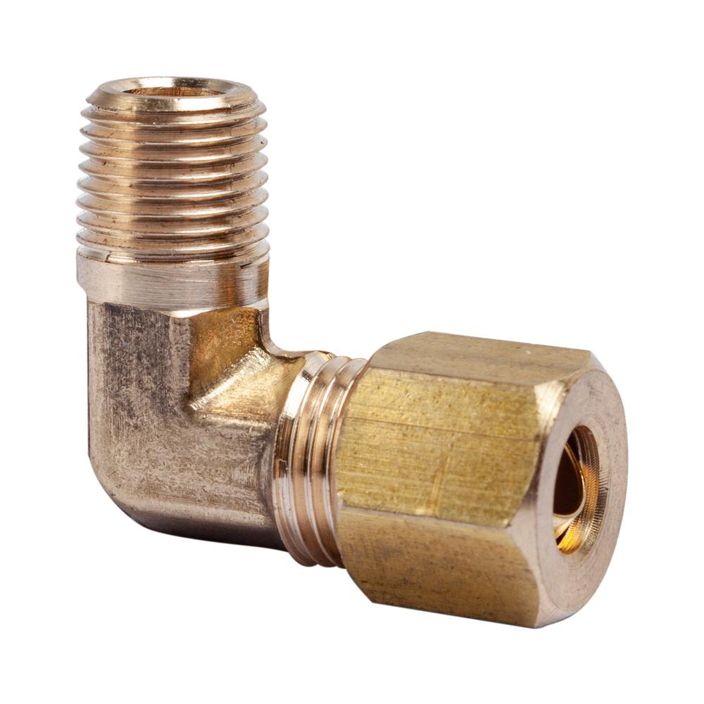 LTWFITTING 1/4 In. O.D. X 1/8 In. MIP Brass Compression 90-Degree Elbow ...