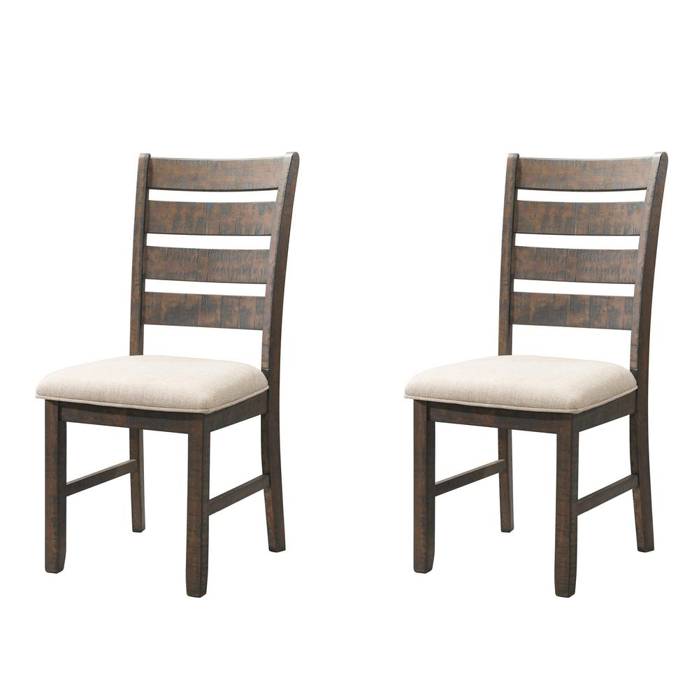 Dex Smookey Walnut Ladder Back Side Chair Set Djx150sc The Home Depot Dex Smookey Walnut Ladder Back Side Chair Set