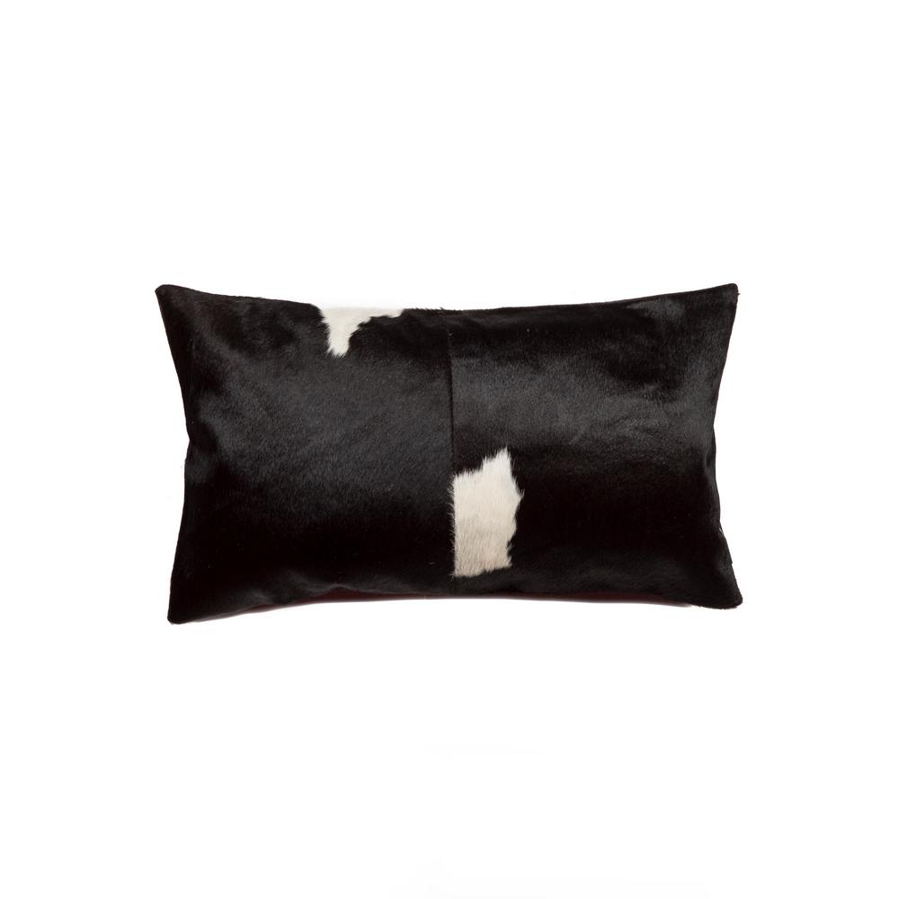 Torino Black and White 12 in. x 20 in. Cowhide Pillow676685025555