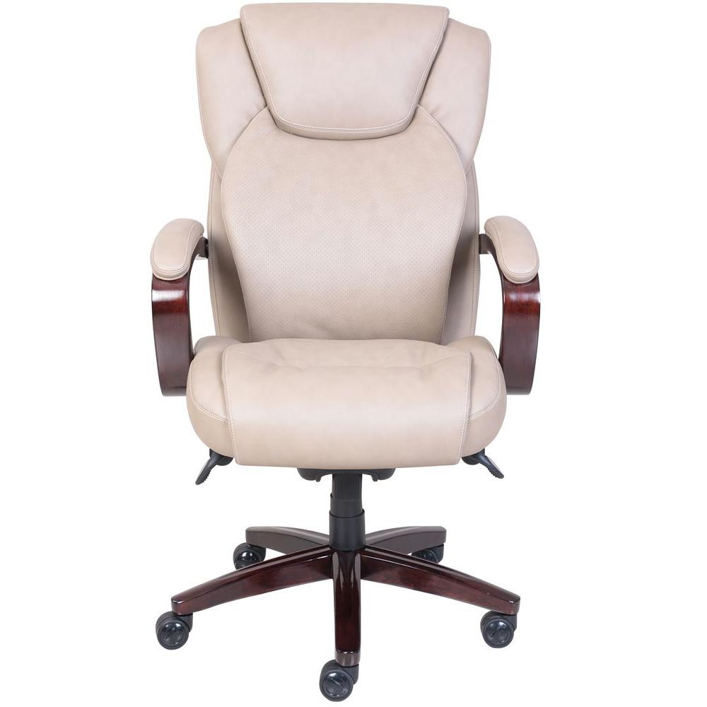 La Z Boy Linden Taupe Bonded Leather Executive Office Chair 45780