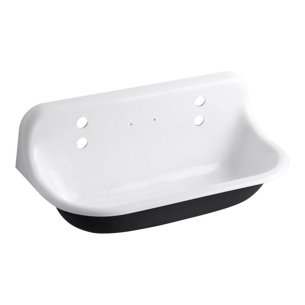 KOHLER Brockway 36 in. Cast Iron Wall Mount Utility, Service, Laundry Sink in White