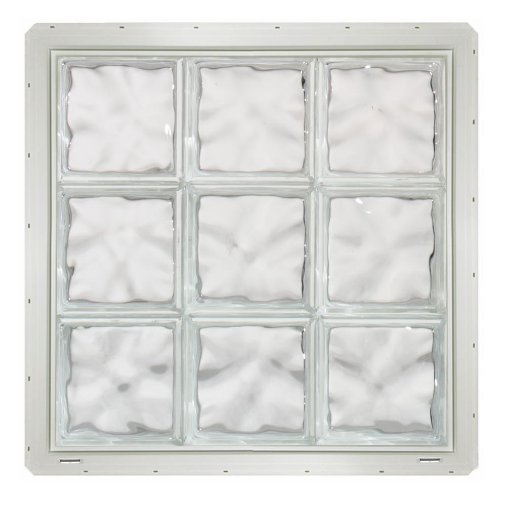CrystaLok 24.25 in. x 24.25 in. x 3.25 in. Wave Pattern Glass Block
