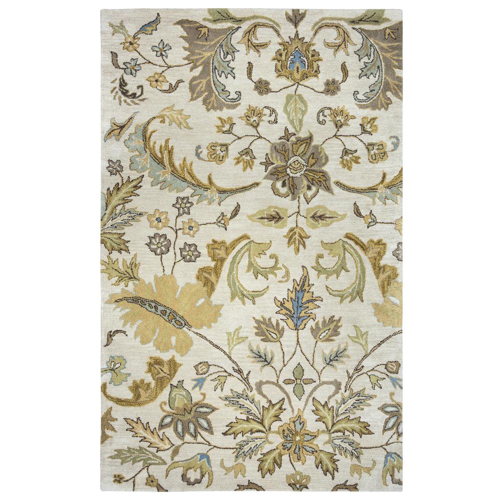 Rizzy Home Volare Ivory Floral Hand Tufted Wool 9 ft. x 12 ...