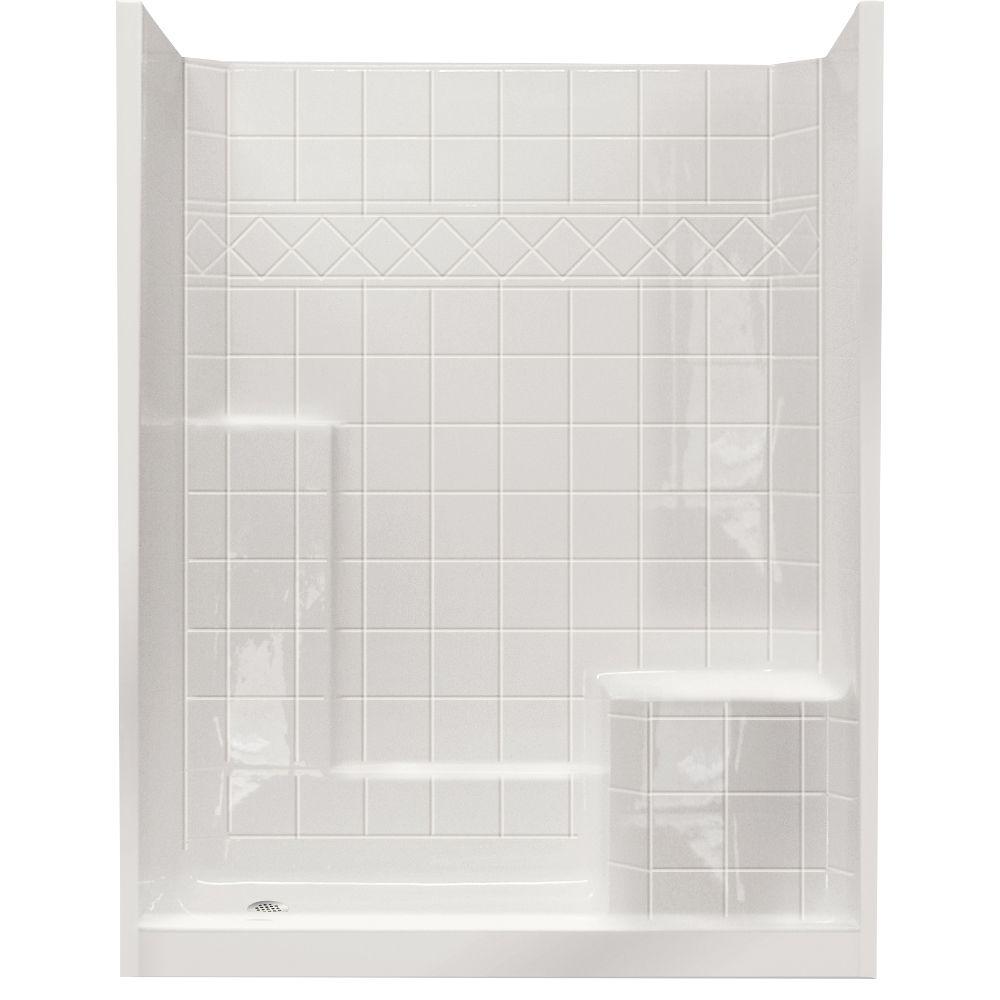 Ella Standard 32 in. x 60 in. x 77 in. WalkIn Shower Kit in White with