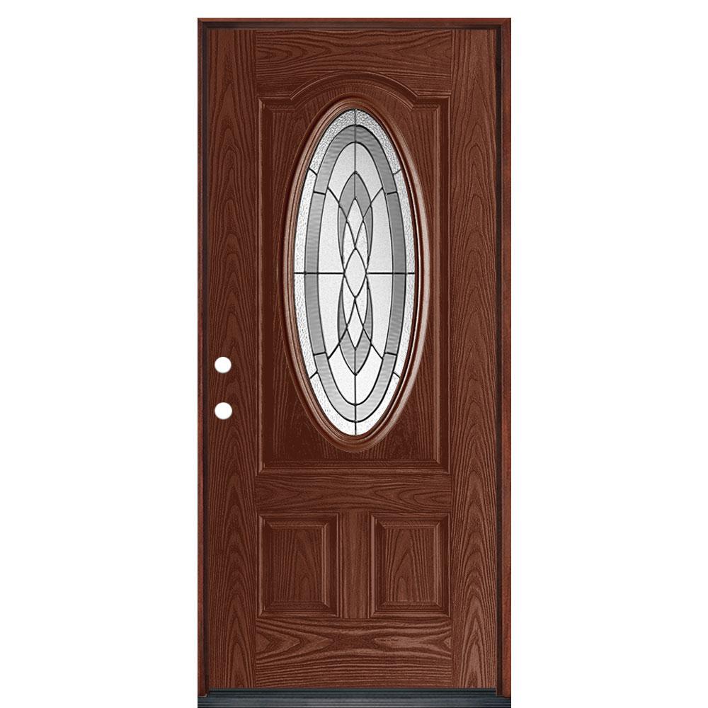 Masonite 36 In X 80 In Crescendo 3 4 Oval Lite Stained Cherry