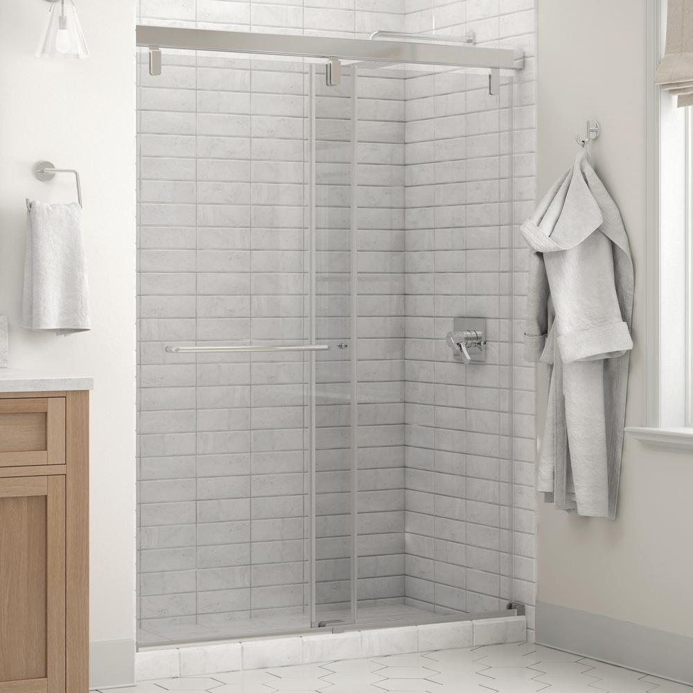 Delta Simplicity 60 In X 71 1 2 In Semi Frameless Mod Sliding Shower