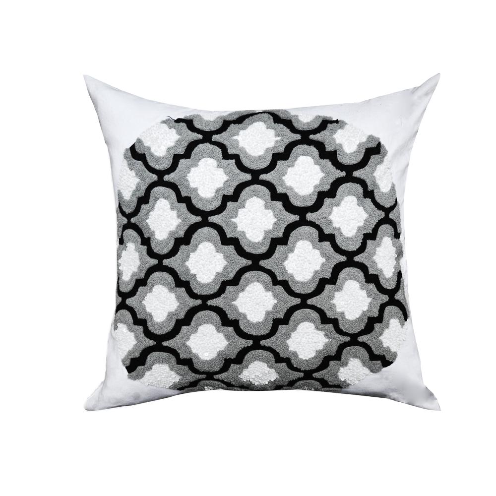 A1HC Black Crochet Motif 20 in. Cotton Throw Pillow A1II004(BLACK