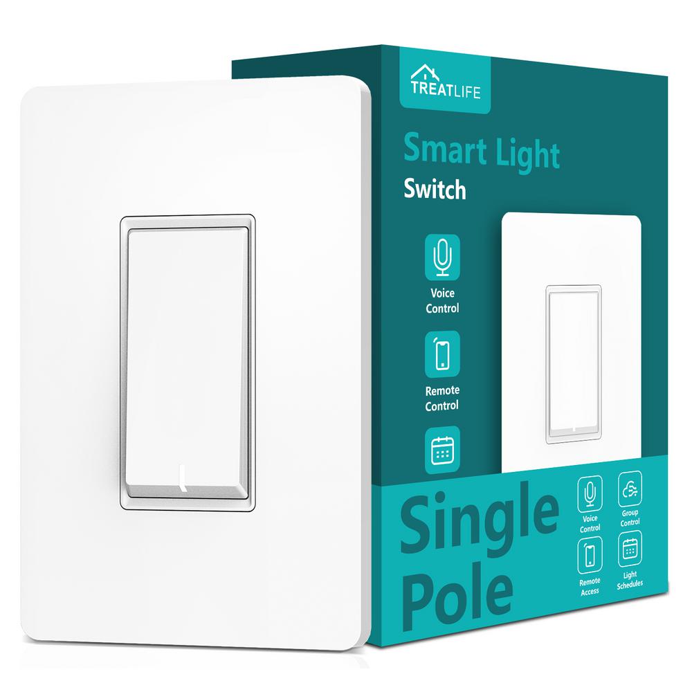 Treatlife Smart Wi Fi Light Switch Works With Alexa Google Assistant Remote Control Single Pole Neutral Wire Required 1 Pack