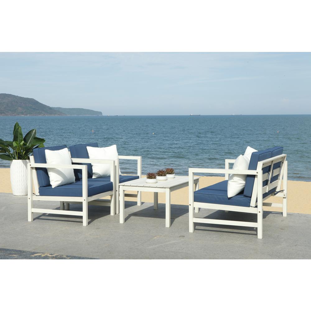 Safavieh Montez White 4-Piece Wood Patio Conversation Set ... Safavieh Montez White 4-Piece Wood Patio Conversation Set ... on Safavieh Outdoor Living Montez 4 Piece Set id=44459