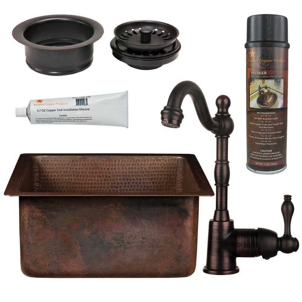 Premier Copper Products AllinOne Dual Mount Copper 16 in. Single Bowl
