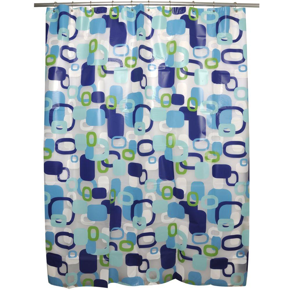 Famous Home Fashions Hip Squares Blue Shower Curtain901746 The Home