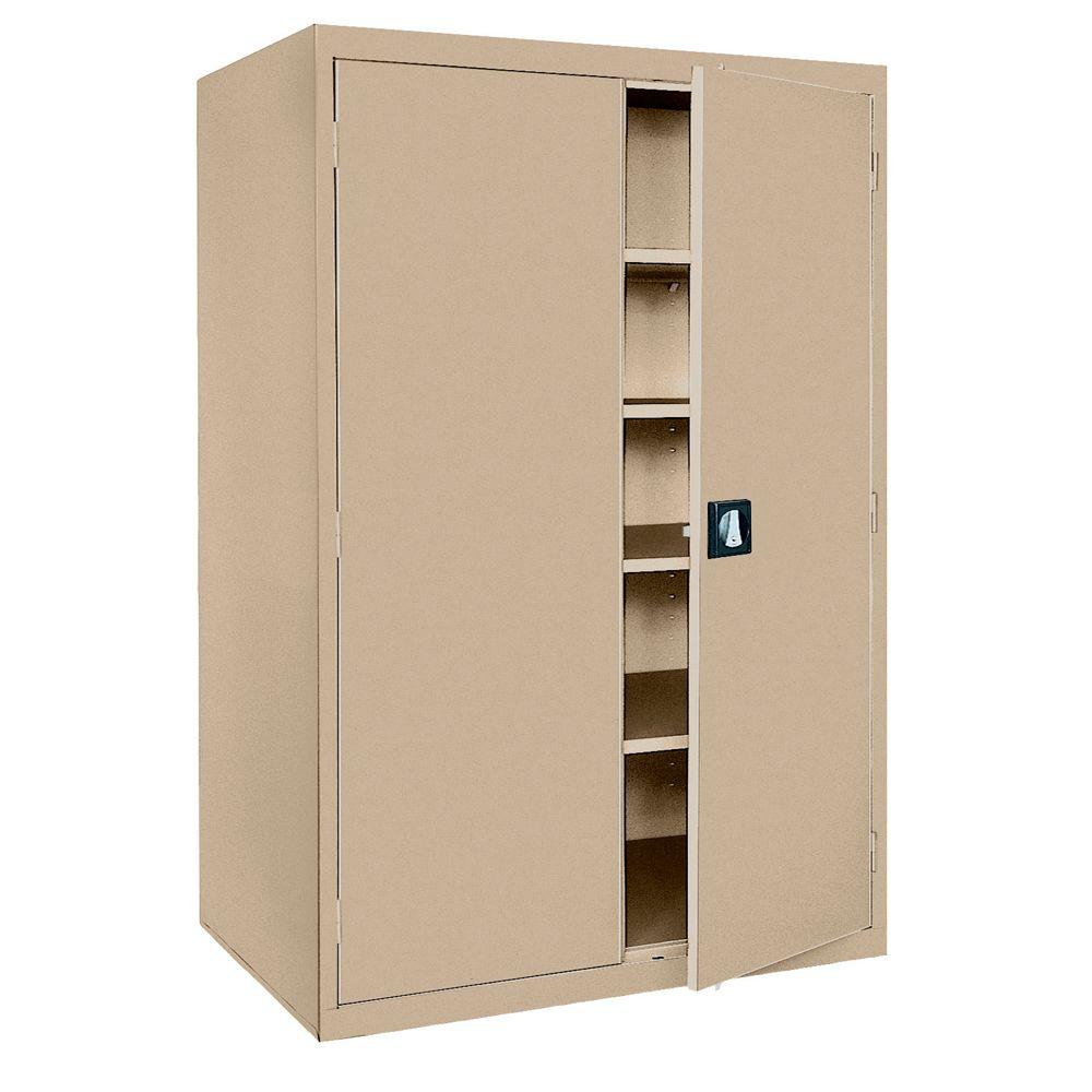 Sandusky Elite Series 72 In H X 46 In W X 24 In D 5 Shelf Steel Recessed Handle Storage Cabinet In Tropic Sand Ea4r462472 04 The Home Depot