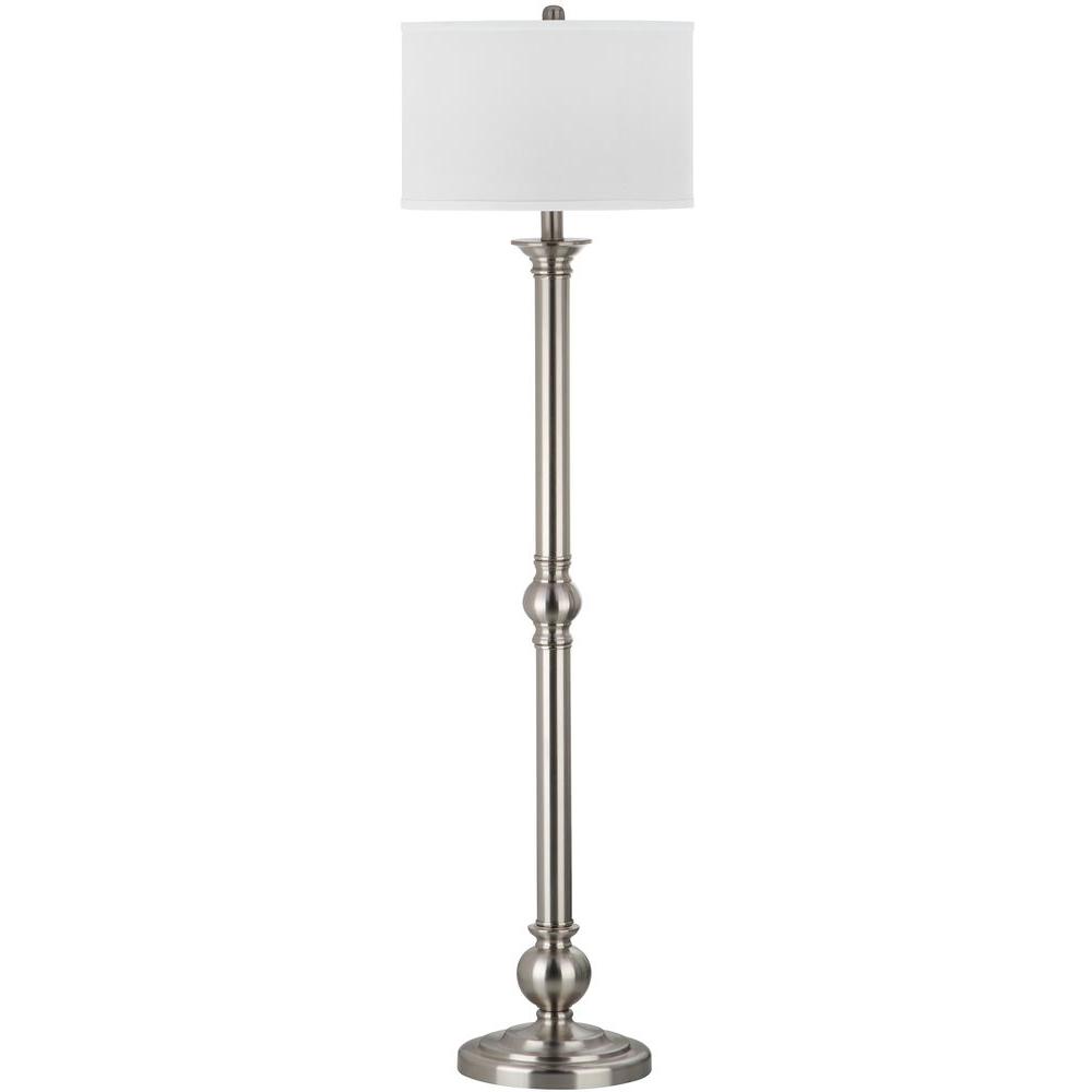 Safavieh Theo 60 In Nickel Floor Lamp With Off White Shade