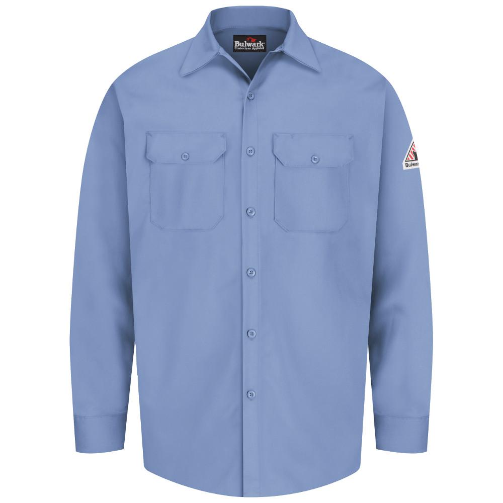 blue work shirts with reflective stripes