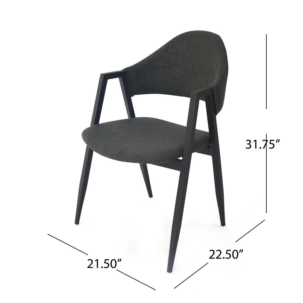 Noble House Elmhurst Mid Century Modern Dark Gray Fabric Open Back Dining Chairs Set Of 2 54316 The Home Depot