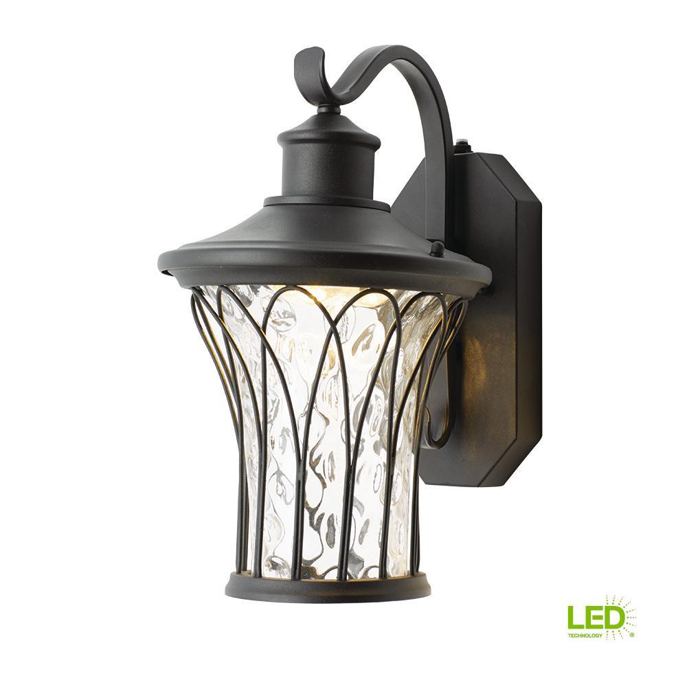 Dusk To Dawn Outdoor Wall Lighting The Home Depot Black Medium Outdoor Led Dusk To Dawn