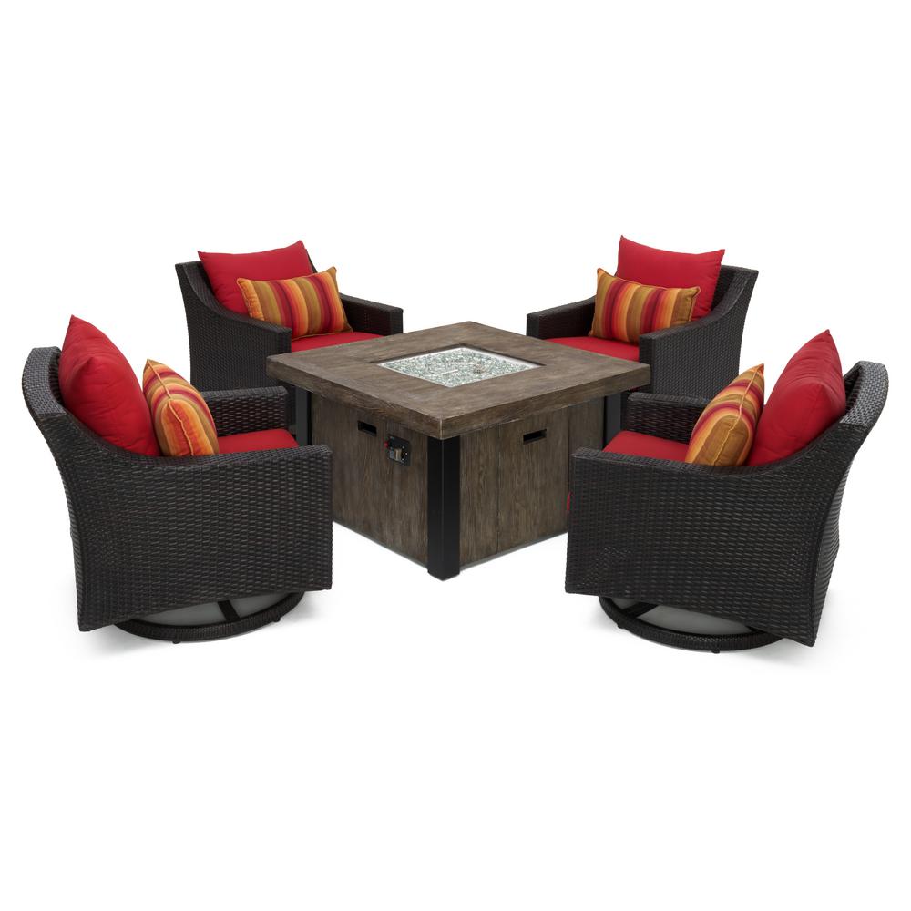 RST Brands Deco Motion 5-Piece Wicker Patio Fire Pit ...