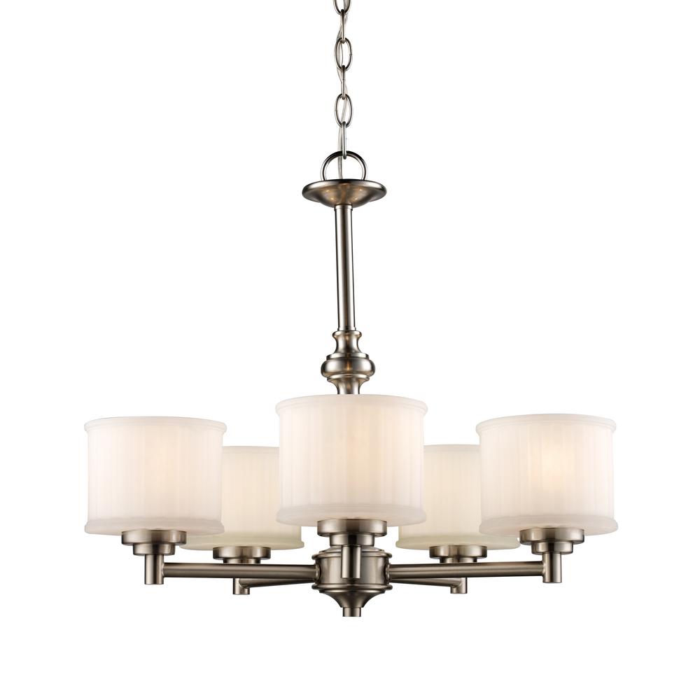 Bel Air Lighting Cahill 5 Light Brushed Nickel Chandelier 70728 Bn Bel Air Lighting Cahill 5 Light Brushed Nickel Chandelier