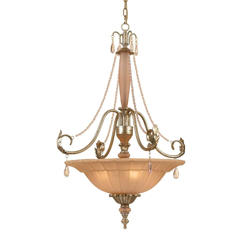 AF Lighting Serena 4Light Soft Gold Pendant with Blush Glass Shade