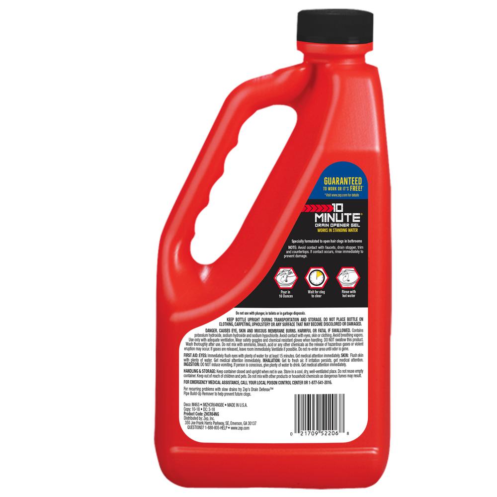 Zep 64 Oz 10 Minute Hair Clog Remover Gel Zhcr64ng6 The Home Depot