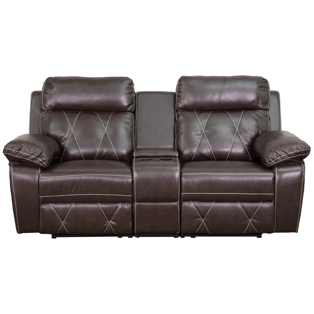 Carnegy Avenue 78 in. Brown Faux Leather 2-Seater Bridgewater Sofa with ...