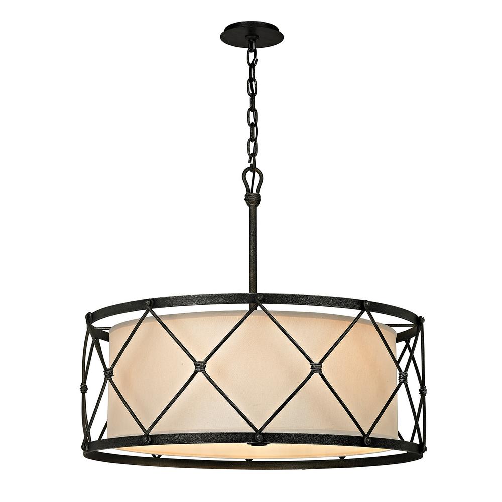 Troy Lighting Palisade 6 Light Aged Pewter 29 In W Pendant With Hardback Linen Shade Troy Lighting Palisade 6 Light Aged Pewter 29 In W Pendant With Hardback Linen Shade