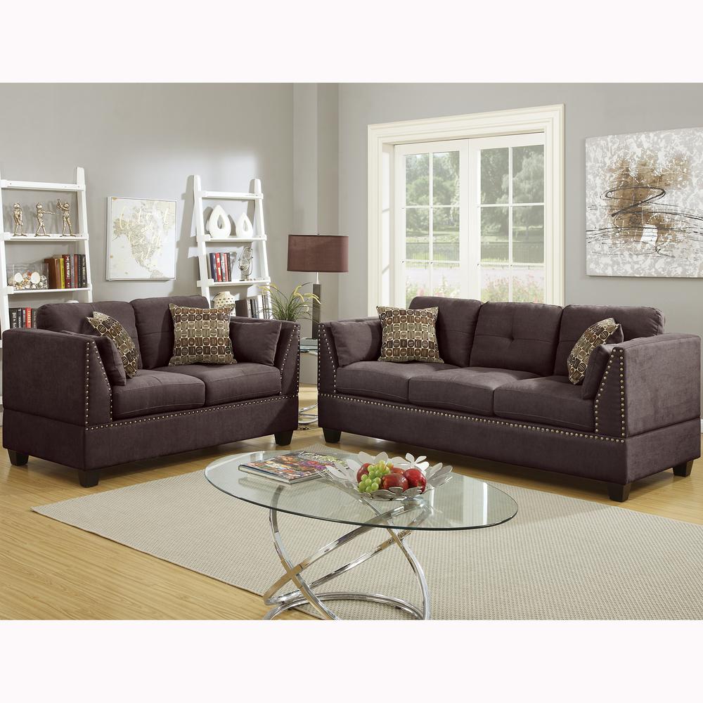 Venetian Worldwide Abruzzo 2 Piece Dark Brown Velvet Sofa Set VENE F6917 The Home Depot