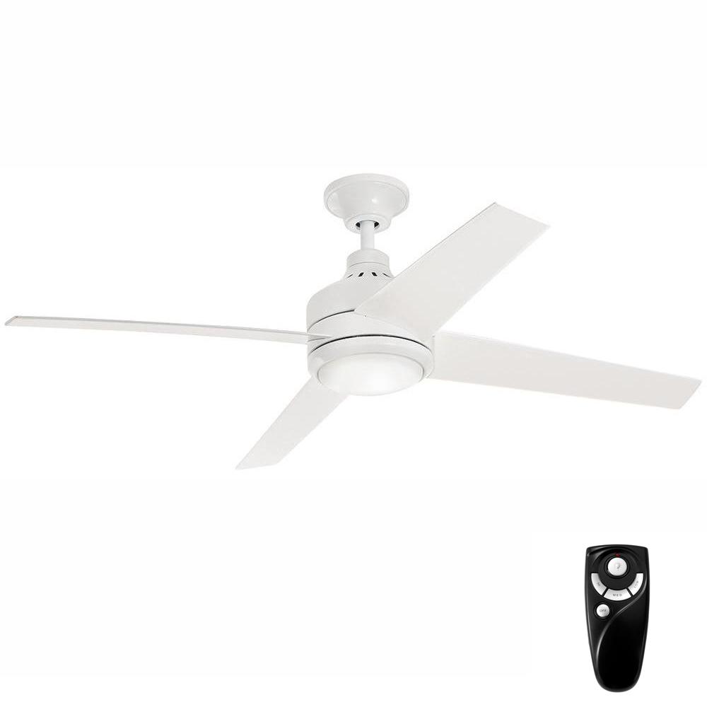 Home Decorators Collection Mercer 56 In Integrated Led Indoor White Ceiling Fan With Light Kit And Remote Control